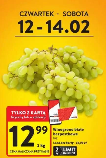 Winogrono białe bezpestkowe