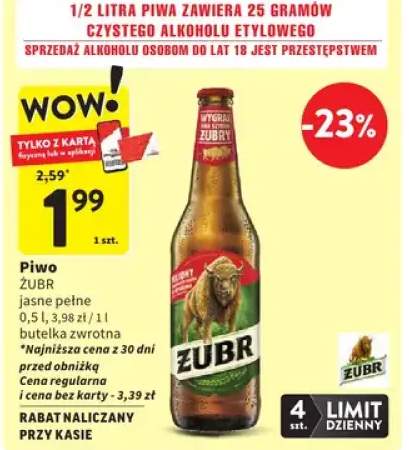 Piwo jasne pełne butelka zwrotna