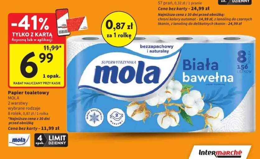Papier toaletowy biała bawełna 2 warstwy