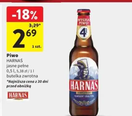 Piwo jasne pełne butelka zwrotna