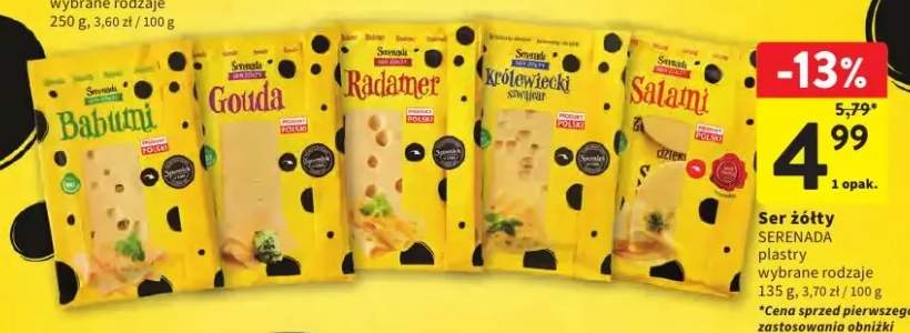 Ser żółty plastry wybrane rodzaje