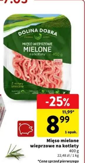 Mięso mielone wieprzowe na kotlety 400g 22,48zł/1kg