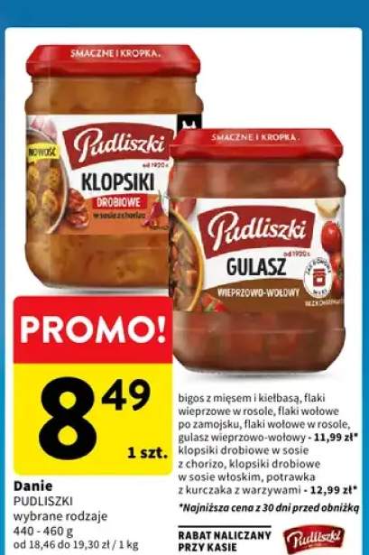 Bigos z mięsem i kiełbasą, flaki wieprzowe w rosole, flaki wołowe po zamojsku, flaki wołowe w rosole, gulasz wieprzowo-wołowy, klopsiki drobiowe w sosie, żeberka klopsiki drobiowe w sosie włoskim, potrawka z kurczaka z warzywami