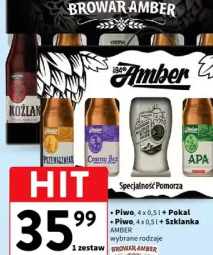 Piwo 4 x 0,5 l + Pokаl / Piwo 4 x 0,5 l + Szklanka Amber wybrane rodzaje