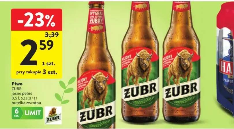 Piwo jasne pełne butelka zwrotna