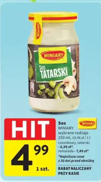 Sos wybrane rodzaje czosnkowy, tatarski