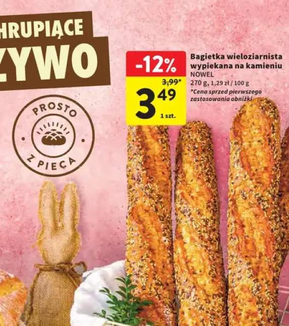 Bagietka wieloziarnista wypiekana na kamieniu