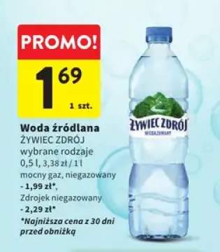 Woda źródlana wybrane rodzaje mocny gaz, niegazowany