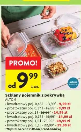 Szklany pojemnik z pokrywką kwadratowy