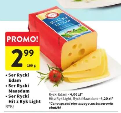 Ser Edam, Ser Maasdam, Ser Hit z Ryk Light wybrane rodzaje