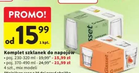 Komplet szklanek do napojów 4 szt., mix modeli