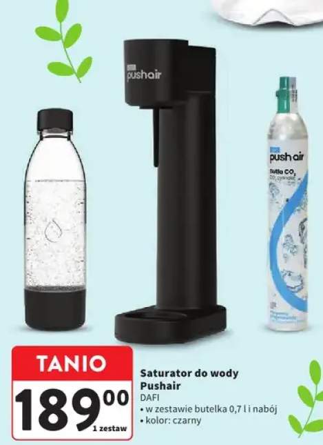 Saturator do wody w zestawie butelka 0.7 l i nabój kolor: czarny