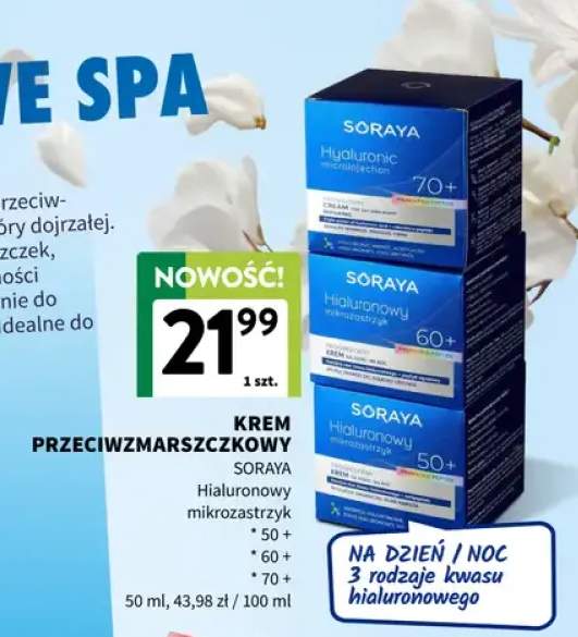 Krem przeciwzmarszczkowy Hialuronowy mikrozastrzyk 70+