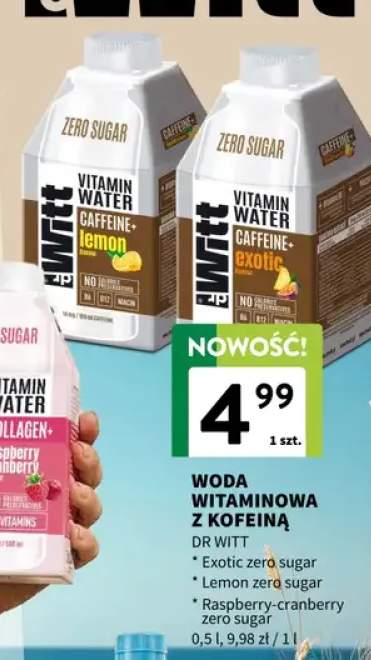 Woda witaminowa z kofeiną Raspberry-cranberry zero sugar