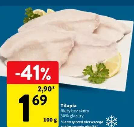 Tilapia filety bez skóry 30% glazury
