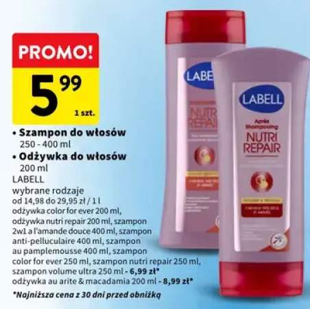 Szampon do włosów 250 - 400 ml / Odżywka do włosów 200 ml wybrane rodzaje