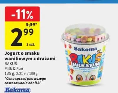 Jogurt o smaku waniliowym z drażami Bakoma Milk & Fun