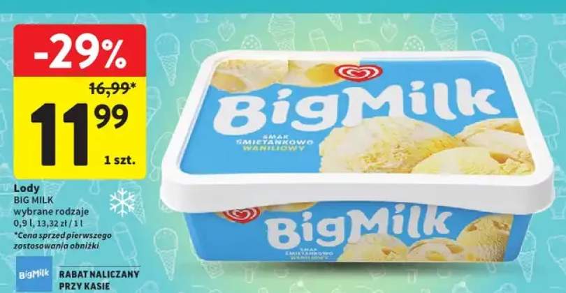 Lody Big Milk wybrane rodzaje 900ml