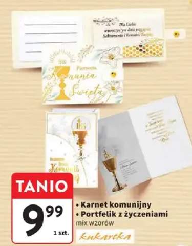 Karnet komunijny Portfelik z życzeniami mix wzorów