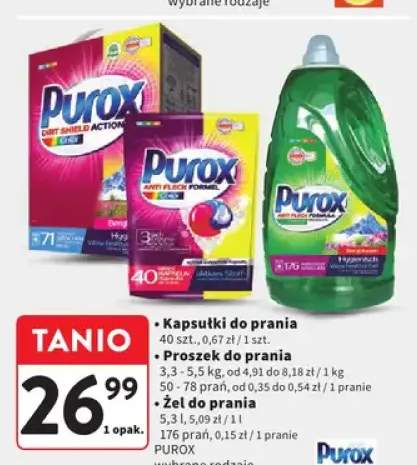 Kapsułki do prania Purox wybrane rodzaje 40szt.