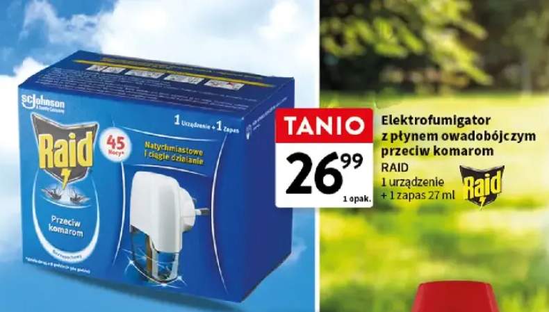 Elektrofumigator z płynem owadobójczym przeciw komarom raid 1 urządzenie + 1 zapas