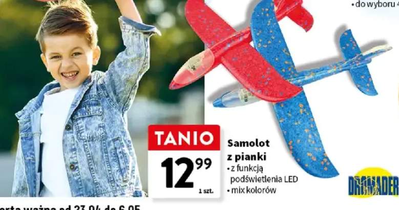 Samolot z pianki z funkcją podświetlenia LED mix kolorów