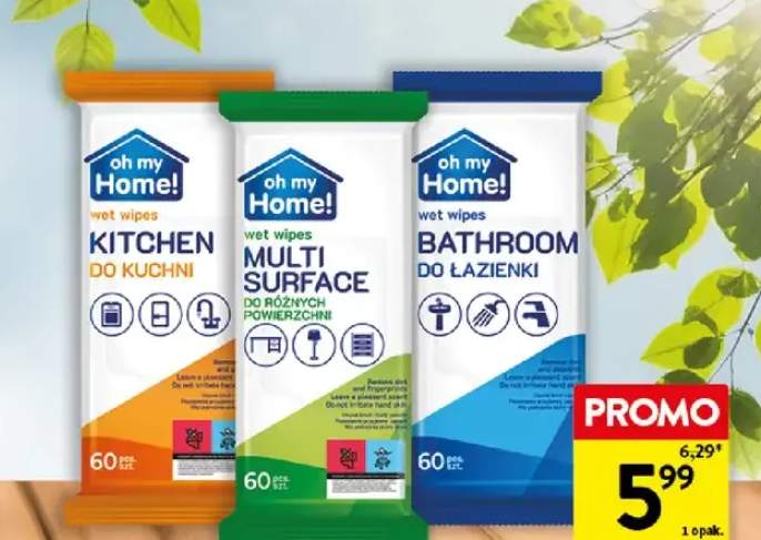 Nawilżane ściereczki gospodarcze oh my home! wybrane rodzaje