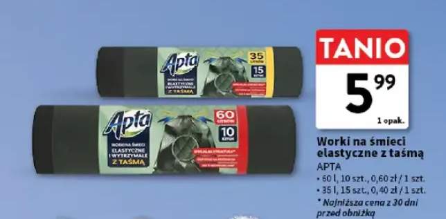 Worki na śmieci elastyczne z taśmą Apta 35l