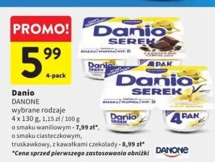 Serek Danio Danone o smaku truskawkowym z kawałkami czekolady