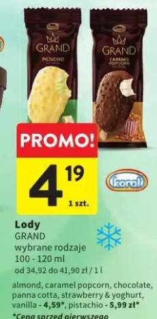 Lody Grand caramel popcorn Koral
