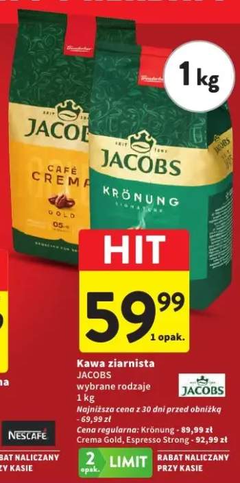 Kawa ziarnista Jacobs Crema Gold wybrane rodzaje