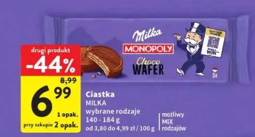 Ciastka Milka Choco Wafer wybrane rodzaje