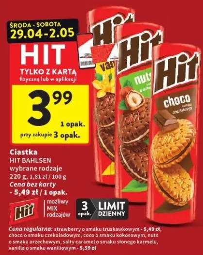 Ciastka Hit Bahlsen wybrane rodzaje