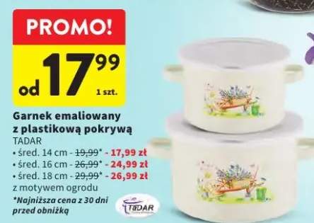 Garnek emaliowany z plastikową pokrywą Tadar śred. 16cm