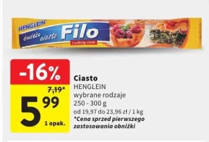 Ciasto świeże Filo Henglein