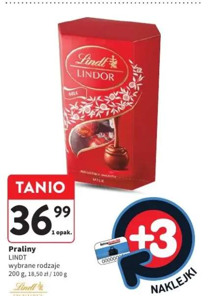 Praliny Lindor Lindt milk