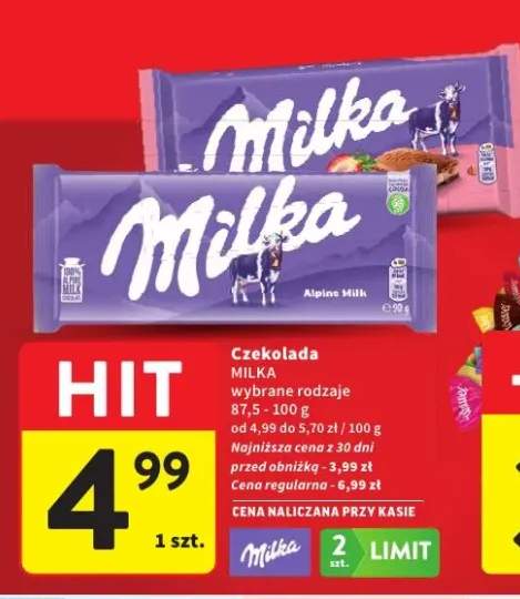 Czekolada Milka wybrane rodzaje