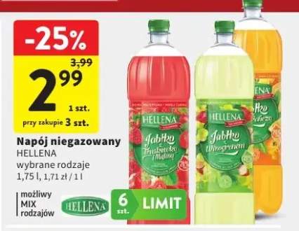 Napój niegazowany Hellena jabłko truskawka i malina