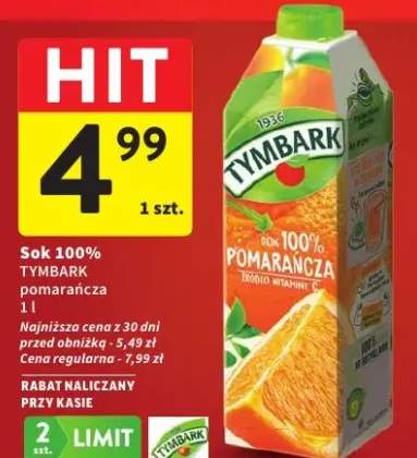 Sok 100% Tymbark pomarańczowy