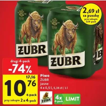 Piwo Żubr jasne 4-pack