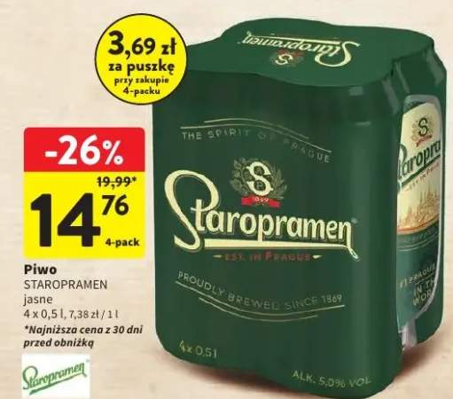 Piwo Staropramen jasne 4-pack