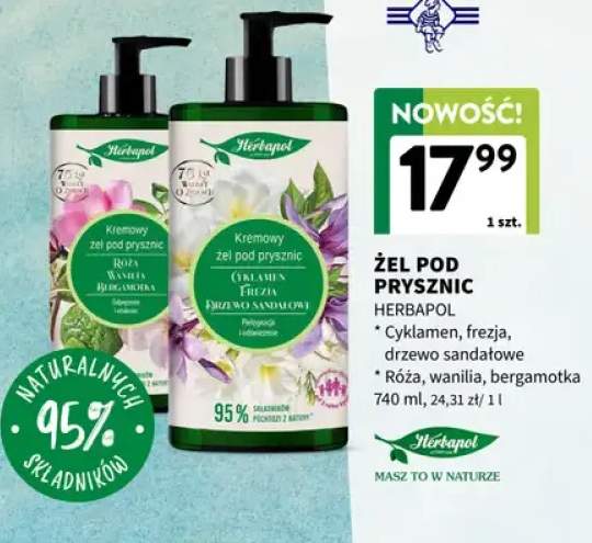 Kremowy żel pod prysznic Herbapol Róża wanilia bergamotka