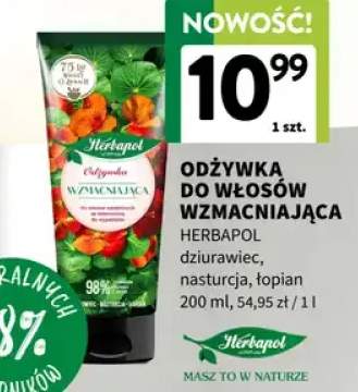 Odżywka do włosów wzmacniająca Herbapol dziurawiec nasturcja łopian