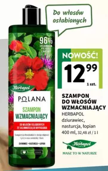 Szampon do włosów wzmacniający Herbapol Polana dziurawiec nasturcja łopian