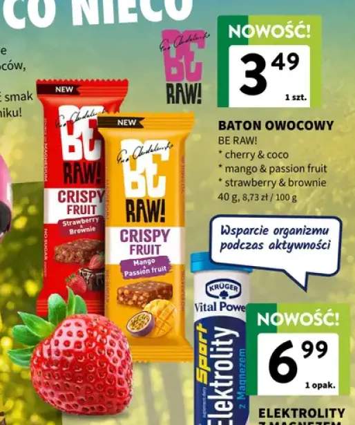 Baton owocowy Be Raw! Crispy Fruit strawberry & brownie