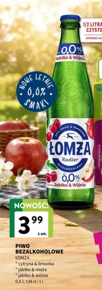 Piwo bezalkoholowe Łomża Radler jabłko & wiśnia