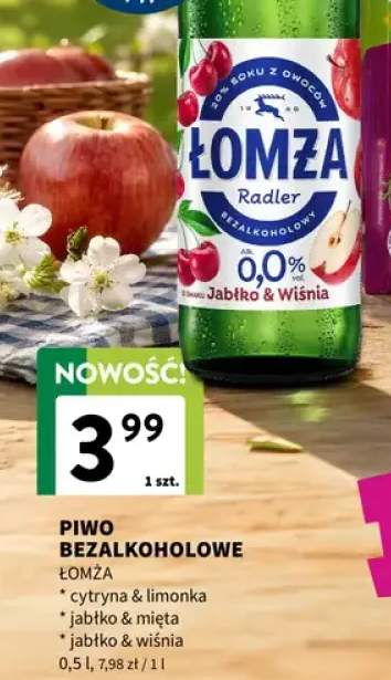 Piwo bezalkoholowe Łomża Radler jabłko & wiśnia