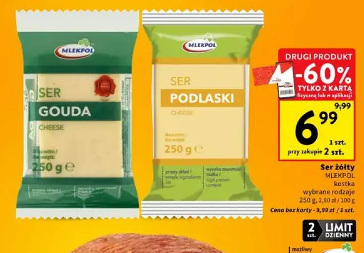Ser żółty Mlekpol Podlaski kostka
