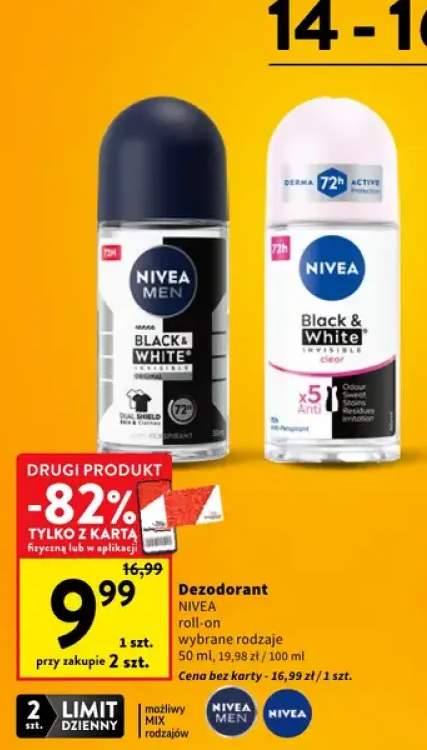 Dezodorant Nivea Black & White Invisible Clear roll-on
