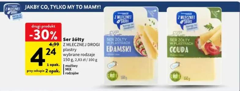 Ser żółty w plastrach Gouda Z Mlecznej Drogi wybrane rodzaje